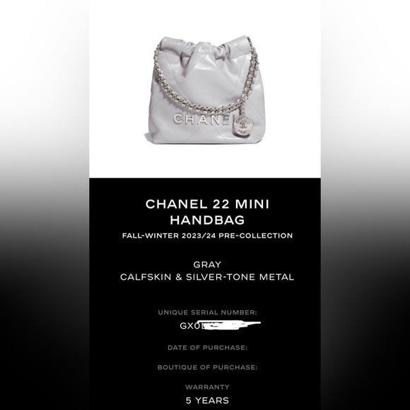 Chanel mini 22 grey color brand new comes in a full package including receipt - Picture 12 of 12
